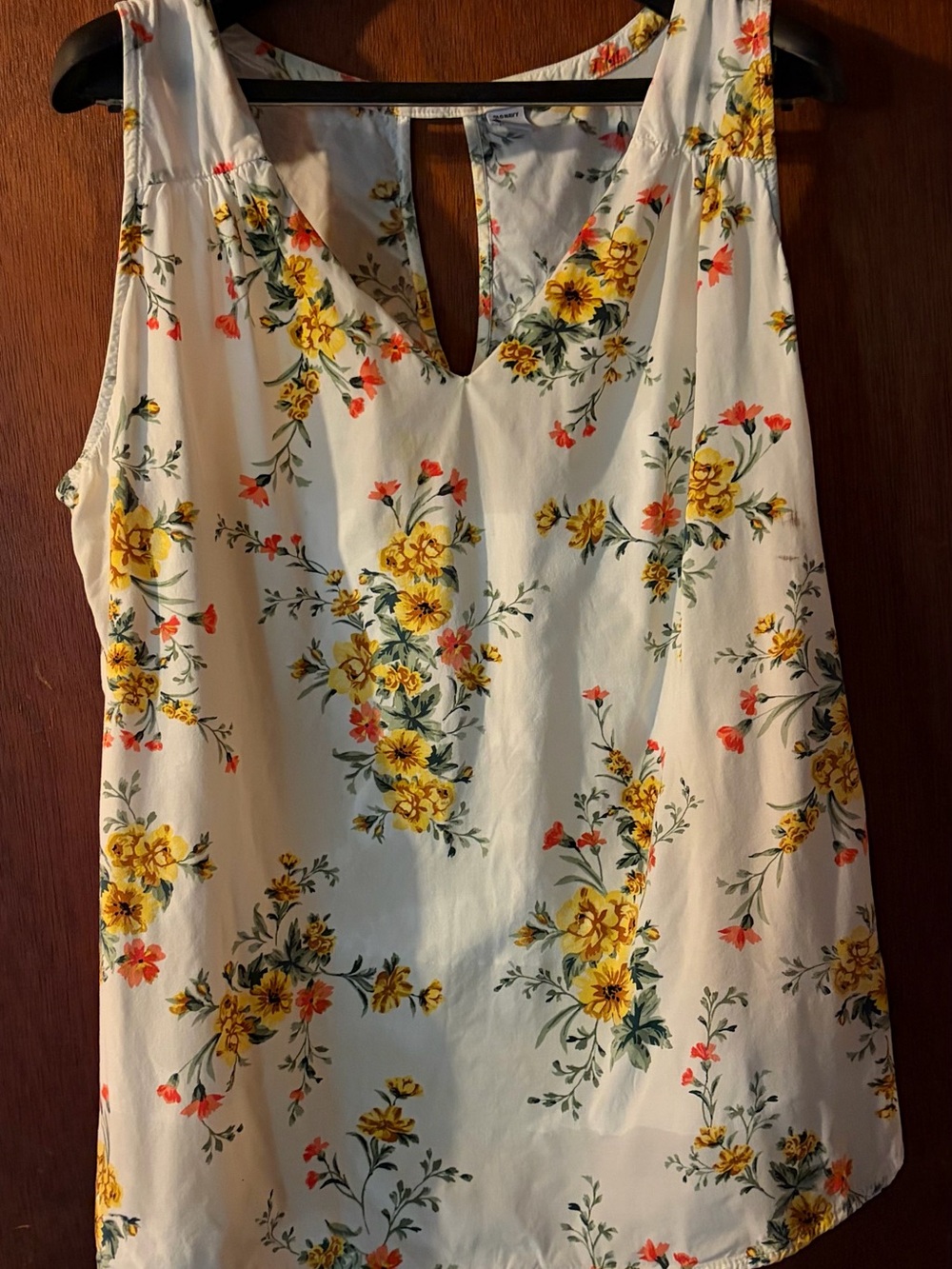 Floral V-Neck Sleeveless Top - Yellow/White